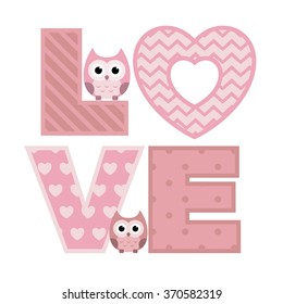 Valentine's Day Card with Owls.
