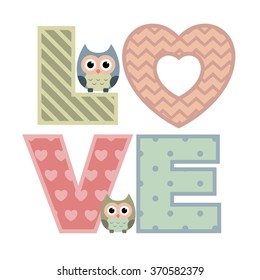 Valentine's Day Card with Owls.