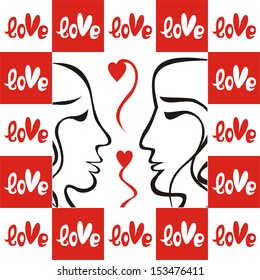 Valentines day card pair vector illustration