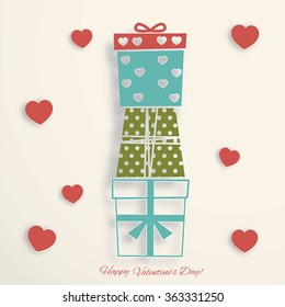 Valentine's Day card with paper gifts