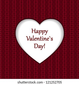 Valentine's day card with paper heart.