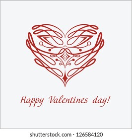 Valentines day card with patterned heart