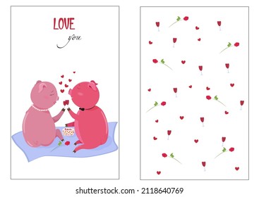 valentine's day card with pigs