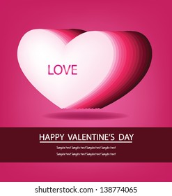 valentines day card. pink heart vector illustration.