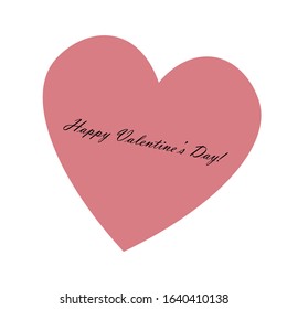 Valentines day card, pink heart love vector illustration