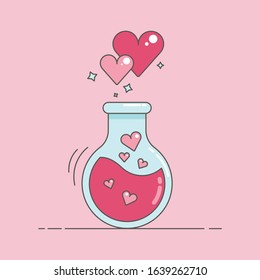 Valentines day card with a pink love poison 