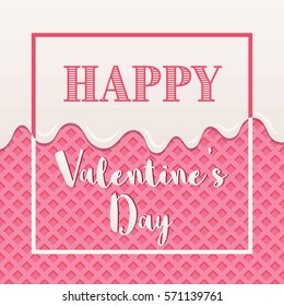 Valentine's Day card of pink wafer with melt cream design.