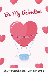 Valentine's day card, poster with balloon and typographic elements. Romance, Love concept. illustration for poster, banner, card, postcard, cover, advertising. EPS 10