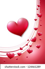 Valentine's Day card with purple scattered hearts