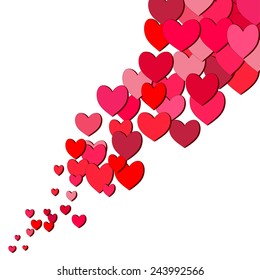 Valentines Day card with random sprayed hearts line