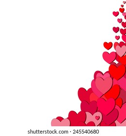 Valentines Day card with random sprayed hearts in the corner