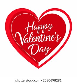 

Valentine's Day card with red heart and Happy Valentine's Day inscription. A simple sweet valentine. Picture for Valentine's Day.  Suitable for logos, valentines, greeting card, invitation. Vector 