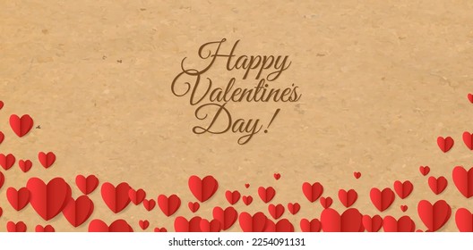 Valentines Day Card With Red Hearts Border With Gradient Mesh, Vector Illustration
