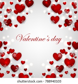 Valentines Day card with red hearts
