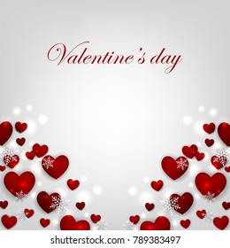 Valentines Day card with red hearts
