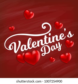 Valentine's day card with red pattern background