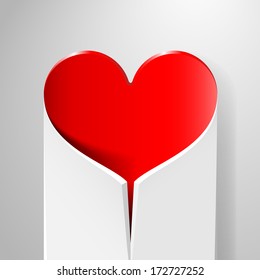 Valentines day card with red wrapped heart