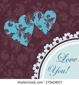 Valentine's Day Card. Retro style background with hearts