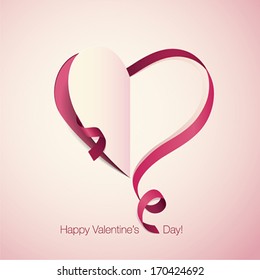 Valentine's Day card with ribbon