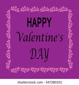 Valentines day card. Romantic mark in frame and greeting. Symbol love and holiday valentines day. Romantic sign linked, join, love, passion. Design element. Vector illustration