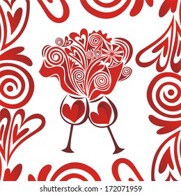 Valentines day card romantic pattern background heart vector illustration
