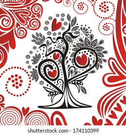 Valentines day card romantic pattern background hearts vector illustration