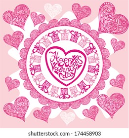 Valentines day card romantic pattern background hearts vector illustration
