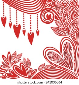 Valentines day card romantic pattern background with hearts vector illustration