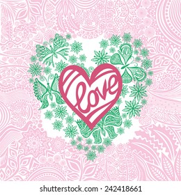 Valentines day card romantic pattern background vector illustration