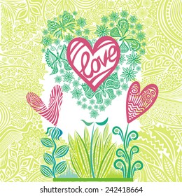 Valentines day card romantic pattern background vector illustration