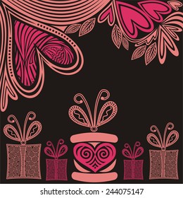 Valentines day card romantic pattern background vector illustration