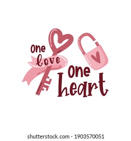 Valentine's day card with romantic phrase about love isolated on white background. Vector Illustration - Vector