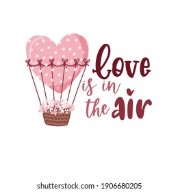 Valentine's day card with romantic phrase about love isolated on white background. Vector Illustration - Vector