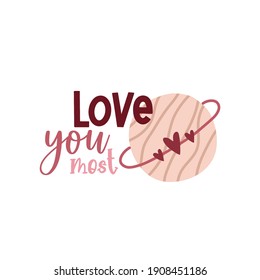 Tarjeta de San Valentín con frase romántica sobre el amor aislado en el fondo blanco. Ilustración vectorial - Vector