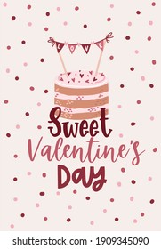 Valentine's day card with romantic phrase about love isolated on white background. Vector Illustration - Vector