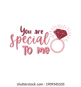 Valentine's day card with romantic phrase about love isolated on white background. Vector Illustration - Vector