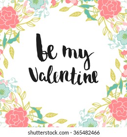 Valentines Day card. Romantic vector background with flowers and leaves. 