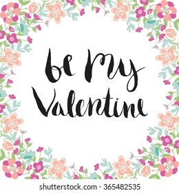 Valentines Day card. Romantic vector background with flowers and leaves.
