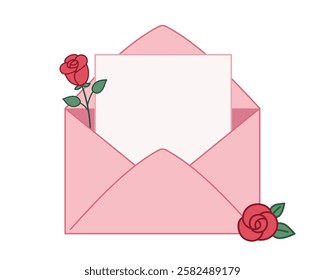 valentine's day card with rose branch