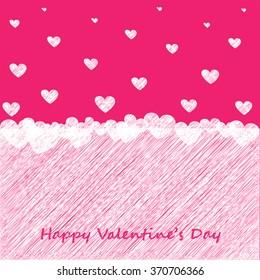 Valentine's Day card with scribble hearts. Vector eps 10.