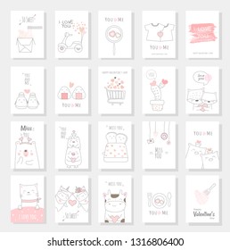 Valentine's Day card set with hand drawn style