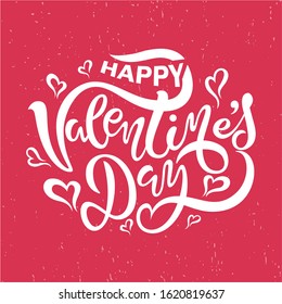 Valentine`s Day card set - hand drawn style with calligraphy. Vector illustration.