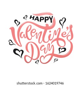 Valentine`s Day card set - hand drawn style with calligraphy. Vector illustration.