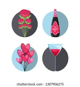 valentines day card set icons