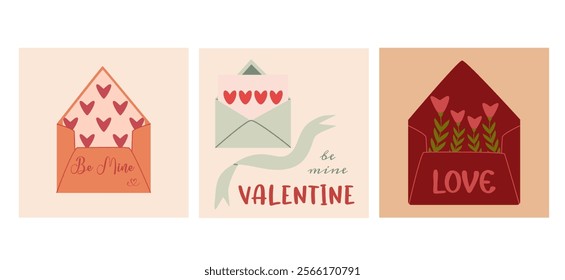 Valentine's Day Card Set Trendy Vector Illustrations for Website Banners, Sales, Valentine Cards, Covers, Flyers, and Posters