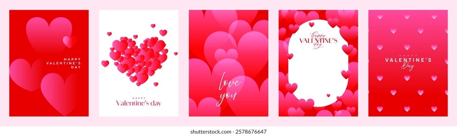 Valentine's Day card set, Valentine poster collection, heart