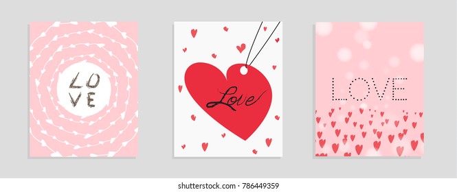 Valentine`s Day card set. Vector illustration.