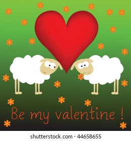 Valentine's day card with sheeps
