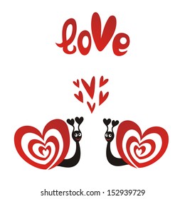 Valentines day card snails vector illustration