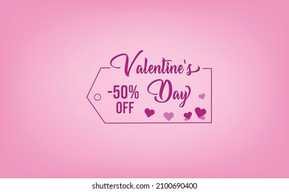 Valentine's day card with special offer minimal design with pink letters 50% and 75% off.